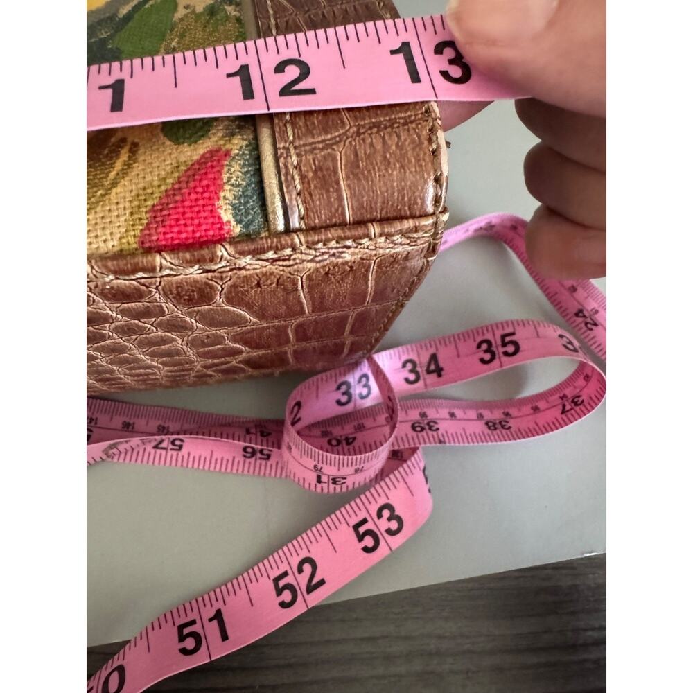 Vintage Liz Claiborne Floral Fabric Handbag Faux Leather Trim Botanical Print - Picture 13 of 15